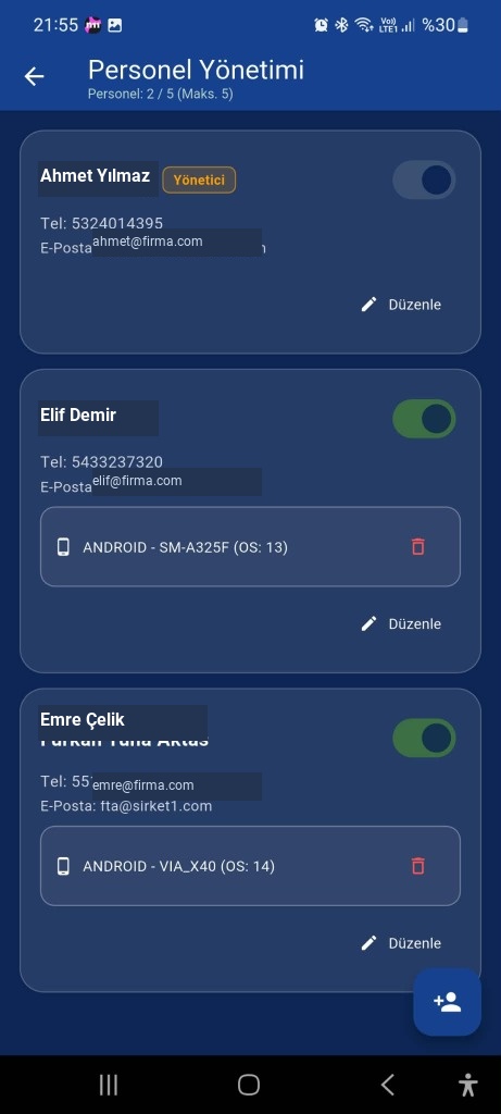 Personel Yönetimi Ekranı